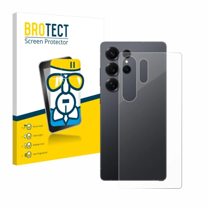 Parte frontal de un envase de producto con el logotipo de la marca BROTECT. Al lado se muestra el dispositivo Samsung Galaxy S