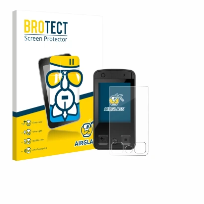 Parte frontal de un envase de producto con el logotipo de la marca BROTECT. Al lado se muestra el dispositivo Bosch Kiox 400C 