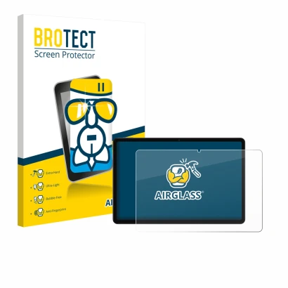 Parte frontal de un envase de producto con el logotipo de la marca BROTECT. Al lado se muestra el dispositivo Xiaomi Redmi Pad