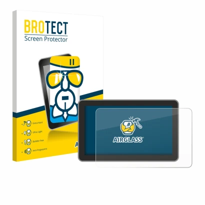 Parte frontal de un envase de producto con el logotipo de la marca BROTECT. Al lado se muestra el dispositivo Bambu Lab H2D co