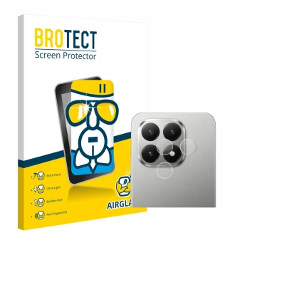 Parte frontal de un envase de producto con el logotipo de la marca BROTECT. Al lado se muestra el dispositivo Xiaomi 15T (SÓLO