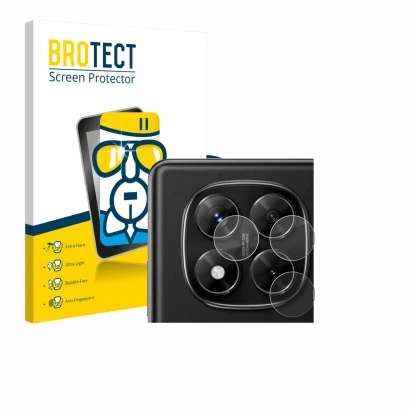 Parte frontal de un envase de producto con el logotipo de la marca BROTECT. Al lado se muestra el dispositivo Xiaomi Redmi Not