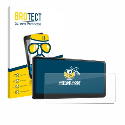 Parte frontal de un envase de producto con el logotipo de la marca BROTECT. Al lado se muestra el dispositivo CarpodGo T3 Pro 