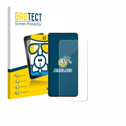 Parte frontal de un envase de producto con el logotipo de la marca BROTECT. Al lado se muestra el dispositivo Motorola Signatu