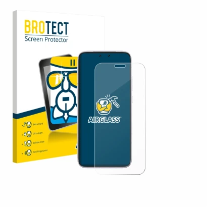 Parte frontal de un envase de producto con el logotipo de la marca BROTECT. Al lado se muestra el dispositivo Honor Magic 8 RS