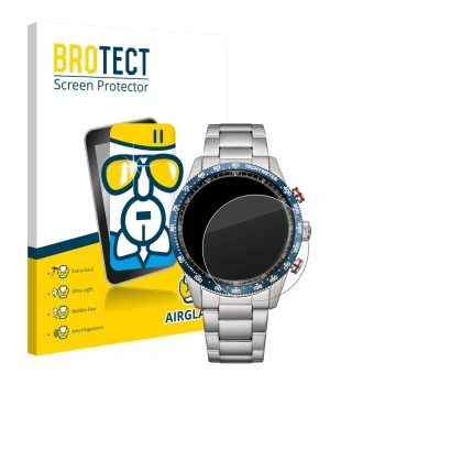 Parte frontal de un envase de producto con el logotipo de la marca BROTECT. Al lado se muestra el dispositivo Citizen CA4716-5