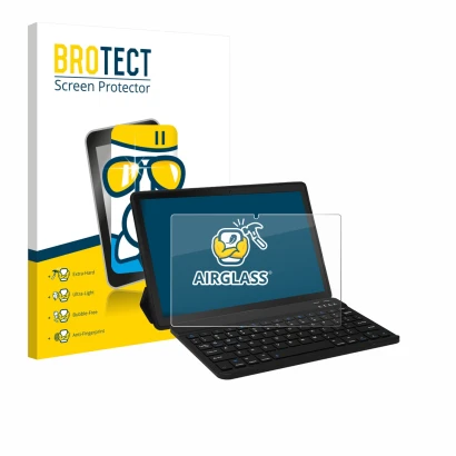 Parte frontal de un envase de producto con el logotipo de la marca BROTECT. Al lado se muestra el dispositivo Laptok YXPA7LBK 