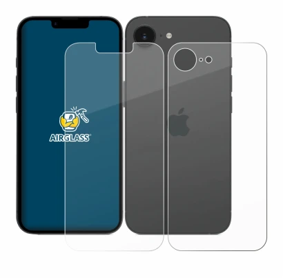 Imagen del dispositivo Apple iPhone 17e (Frontal+Trasero) con una amplia variedad de protectores de pantalla.