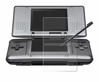 Imagen del dispositivo Nintendo DS con una amplia variedad de protectores de pantalla.