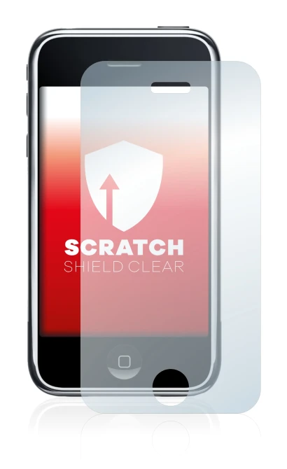 Imagen del dispositivo Apple iPhone 3G con una amplia variedad de protectores de pantalla.