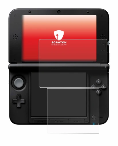 Imagen del dispositivo Nintendo 3DS XL SPM7800 con una amplia variedad de protectores de pantalla.