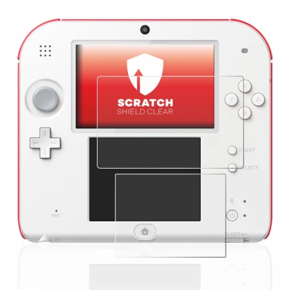 Imagen del dispositivo Nintendo 2DS con una amplia variedad de protectores de pantalla.