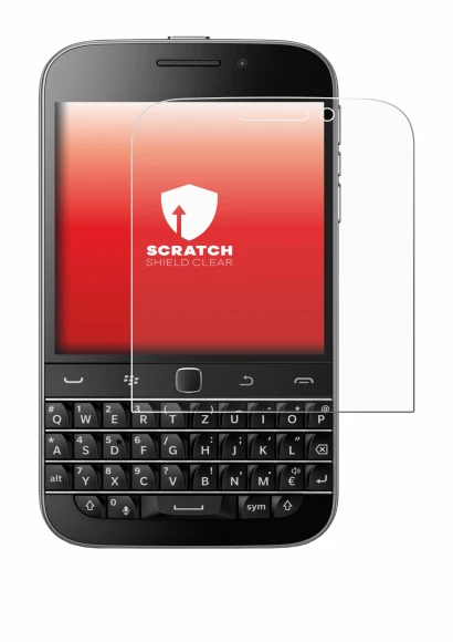 Imagen del dispositivo Blackberry Classic Q20 con una amplia variedad de protectores de pantalla.
