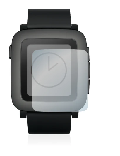 Imagen del dispositivo Pebble Time con una amplia variedad de protectores de pantalla.