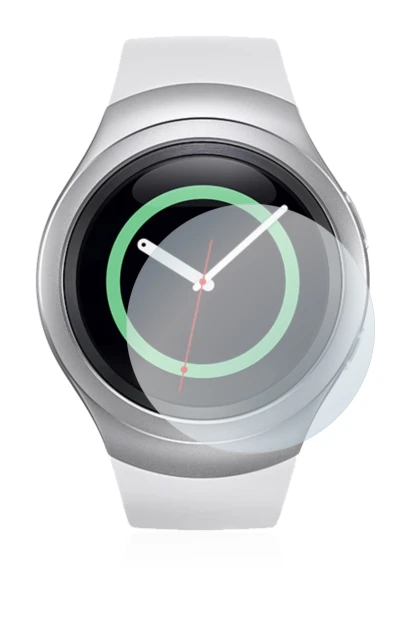 Imagen del dispositivo Samsung Gear S2 con una amplia variedad de protectores de pantalla.