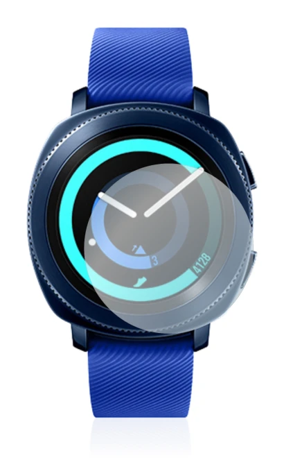 Imagen del dispositivo Samsung Gear Sport con una amplia variedad de protectores de pantalla.