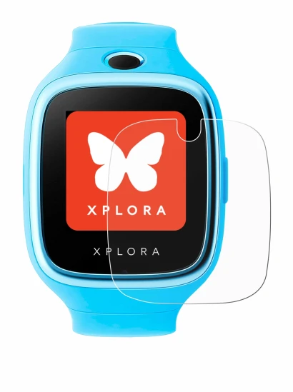 Imagen del dispositivo Xplora Go con una amplia variedad de protectores de pantalla.