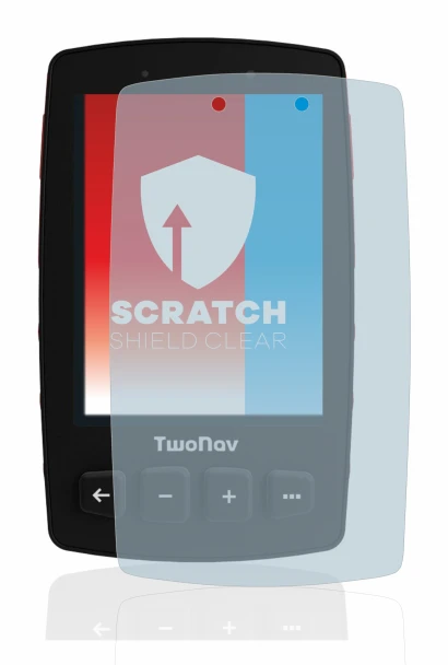 Imagen del dispositivo TwoNav Trail 2 Bike con una amplia variedad de protectores de pantalla.