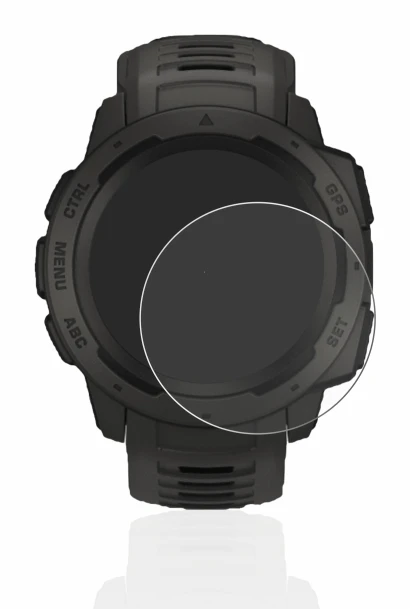 Imagen del dispositivo Garmin Instinct Solar con una amplia variedad de protectores de pantalla.