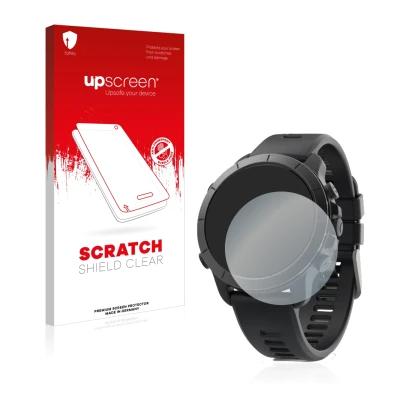 Parte frontal de un envase de producto con el logotipo de la marca upscreen. Al lado se muestra el dispositivo Wahoo Elemnt Ri