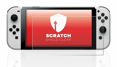 Imagen del dispositivo Nintendo Switch OLED-Modell con una amplia variedad de protectores de pantalla.