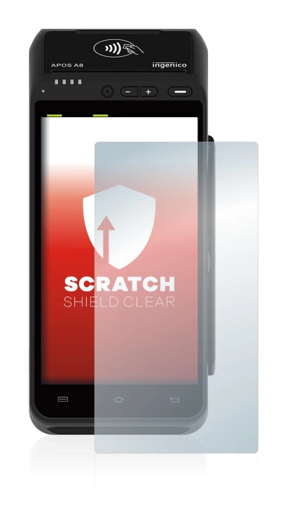 Imagen del dispositivo ingenico Apos A8 con una amplia variedad de protectores de pantalla.