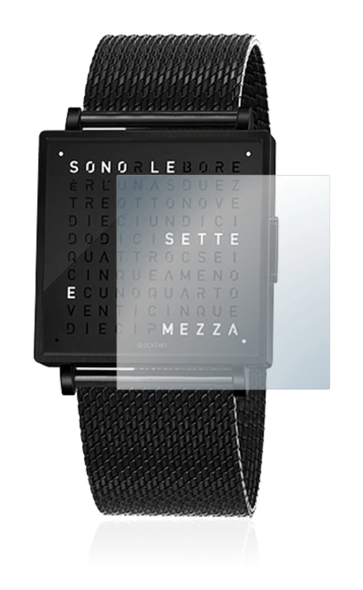 Imagen del dispositivo Qlocktwo W35 con una amplia variedad de protectores de pantalla.