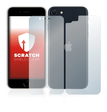 Imagen del dispositivo Apple iPhone SE 3 2022 (Frontal+Trasero) con una amplia variedad de protectores de pantalla.