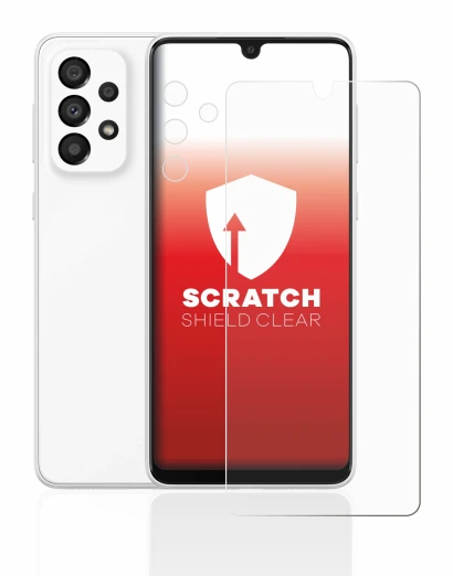 Imagen del dispositivo Samsung Galaxy A33 5G (Frontal+Cámara) con una amplia variedad de protectores de pantalla.