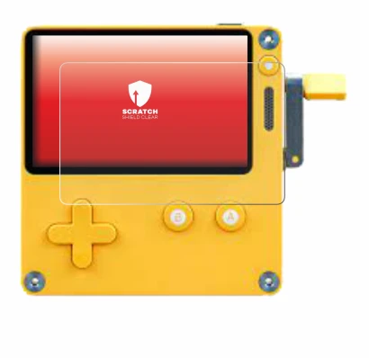Imagen del dispositivo Panic Playdate con una amplia variedad de protectores de pantalla.