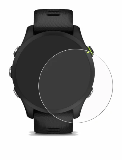 Imagen del dispositivo Garmin Forerunner 255 Music con una amplia variedad de protectores de pantalla.