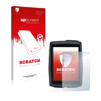 Parte frontal de un envase de producto con el logotipo de la marca upscreen. Al lado se muestra el dispositivo Sigma BC 14.0 W