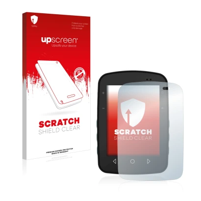 Parte frontal de un envase de producto con el logotipo de la marca upscreen. Al lado se muestra el dispositivo TwoNav Terra co