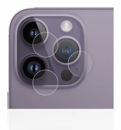 Imagen del dispositivo Apple iPhone 14 Pro Max (SÓLO Cámara) con una amplia variedad de protectores de pantalla.