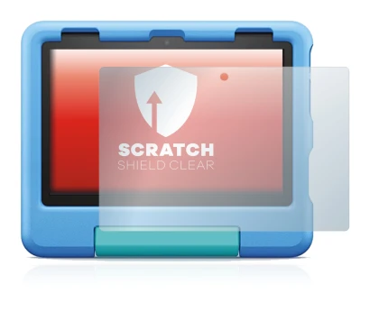 Imagen del dispositivo Amazon Fire HD 8 Kids 2022 con una amplia variedad de protectores de pantalla.