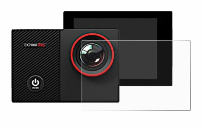 Imagen del dispositivo Akaso EK7000 Pro con una amplia variedad de protectores de pantalla.