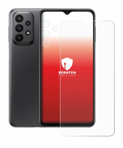 Imagen del dispositivo Samsung Galaxy A23 5G (Frontal+Cámara) con una amplia variedad de protectores de pantalla.