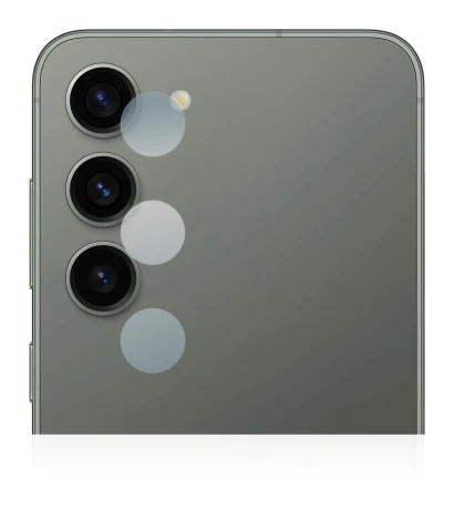 Imagen del dispositivo Samsung Galaxy S23 (SÓLO Cámara) con una amplia variedad de protectores de pantalla.