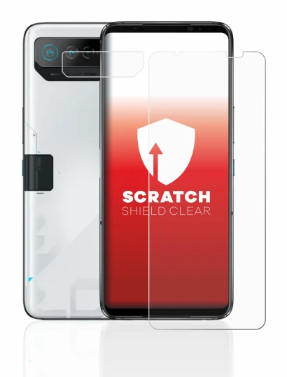 Imagen del dispositivo ASUS ROG Phone 7 (Frontal+Cámara) con una amplia variedad de protectores de pantalla.