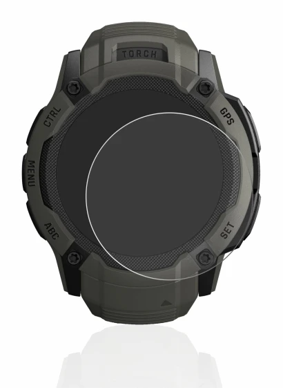 Imagen del dispositivo Garmin Instinct 2X Solar con una amplia variedad de protectores de pantalla.