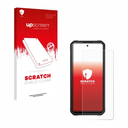 Parte frontal de un envase de producto con el logotipo de la marca upscreen. Al lado se muestra el dispositivo iiiF150 Raptor