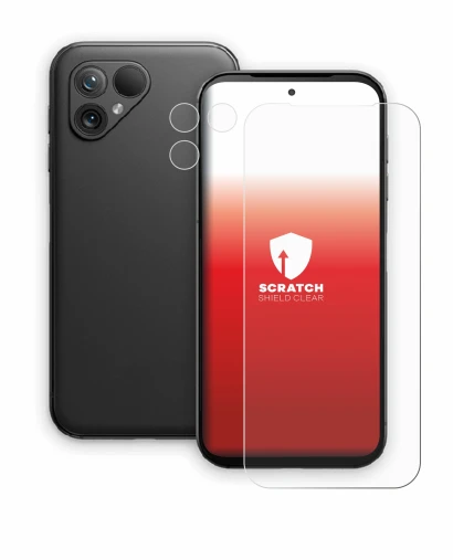Imagen del dispositivo Fairphone 5 (Frontal+Cámara) con una amplia variedad de protectores de pantalla.