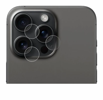 Imagen del dispositivo Apple iPhone 15 Pro Max (SÓLO Cámara) con una amplia variedad de protectores de pantalla.