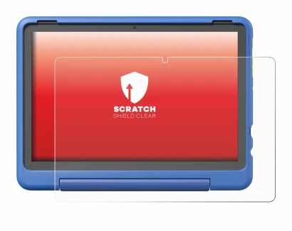 Imagen del dispositivo Amazon Fire HD 10 Kids Pro 2023 con una amplia variedad de protectores de pantalla.