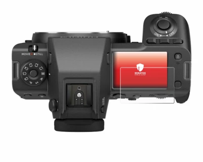 Imagen del dispositivo Fujifilm GFX100 II (pantalla de hombro) con una amplia variedad de protectores de pantalla.
