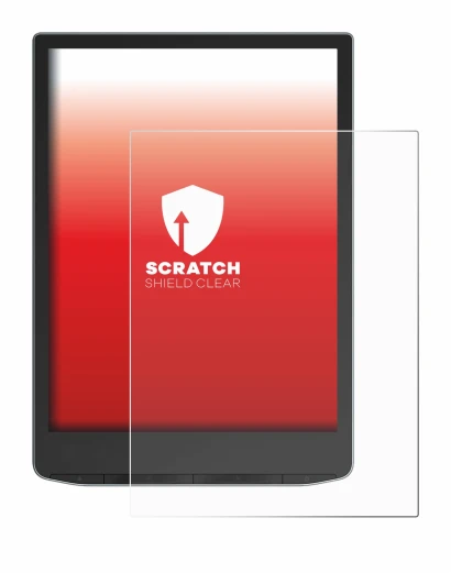 Imagen del dispositivo PocketBook InkPad Color 3 con una amplia variedad de protectores de pantalla.