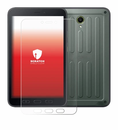 Imagen del dispositivo Samsung Galaxy Tab Active 5 (retrato) con una amplia variedad de protectores de pantalla.