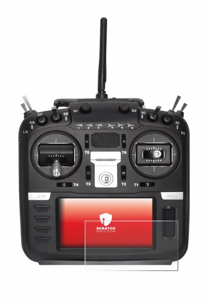 Imagen del dispositivo Radiomaster TX16S Mark II con una amplia variedad de protectores de pantalla.