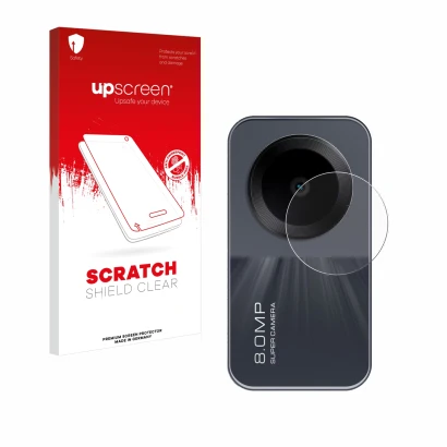 Parte frontal de un envase de producto con el logotipo de la marca upscreen. Al lado se muestra el dispositivo Xiaomi Redmi Pa