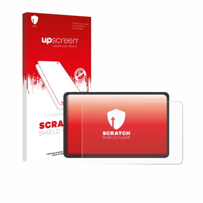 Parte frontal de un envase de producto con el logotipo de la marca upscreen. Al lado se muestra el dispositivo VALE V12E-LTE-8